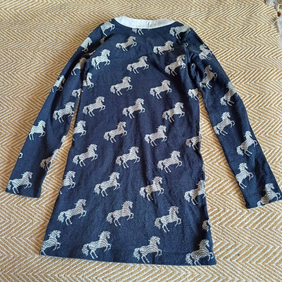 Hatley Navy Blue Horses Casual Girl's Dress Size 8 - Picture 2 of 9